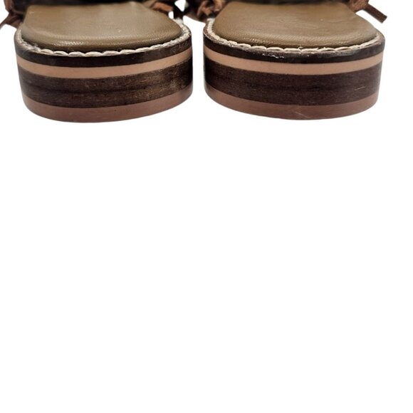 Free People‎ Womens 36 Mirage Brown Leather Woven Flat Mules Sandals - Picture 12 of 16